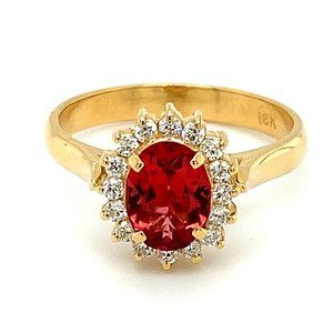 GIA Red Spinel 1.82ct Diamonds Solid 18K Gold Ring